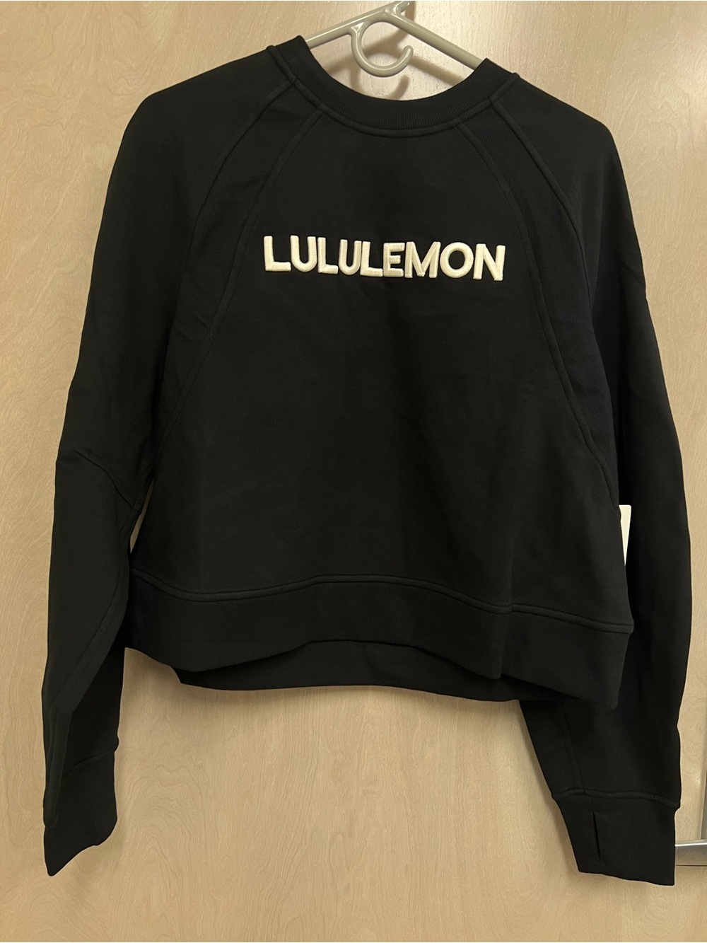 Lululemon Scuba Oversized Pullover Wordmark Black Light Ivory M/L